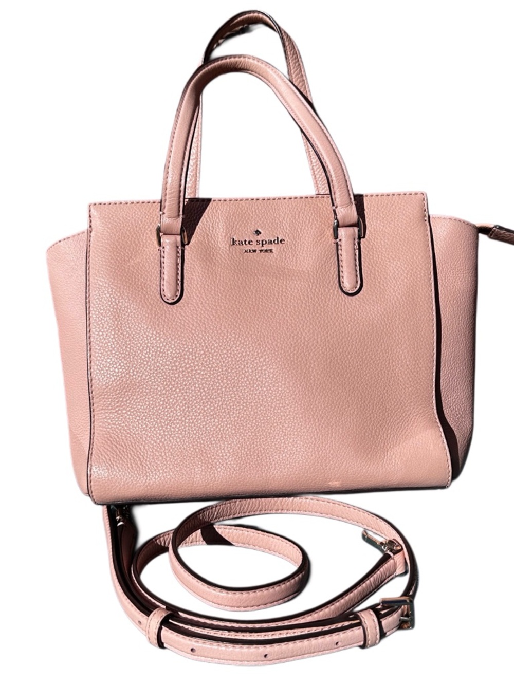 KATE SPADE NEW YORK JACKSON Medium Pebbled Leather Satchel Blush Tan Powder Pink